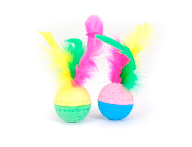 ΠΑΙΧΝΙΔΙ ΓΑΤΑΣ SPONGE Ball w/feath-(2p)12pack (12)