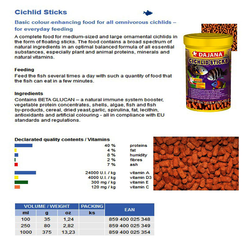 CICHLID STICKS 1000ml/375gr