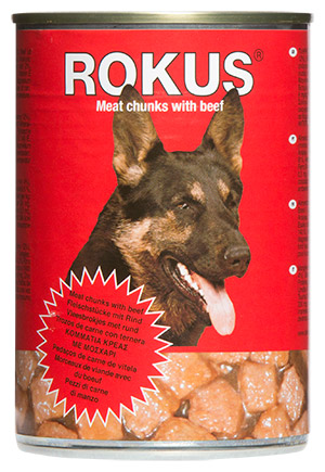 ROKUS ΚΟΝΣΕΡΒΑ ΣΚΥΛΟΥ 410gr ΜΟΣΧΑΡΙ