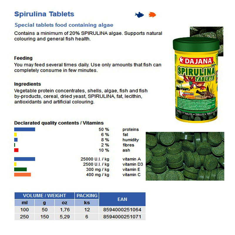 SPIRULINA TABLETS 250ml/50gr